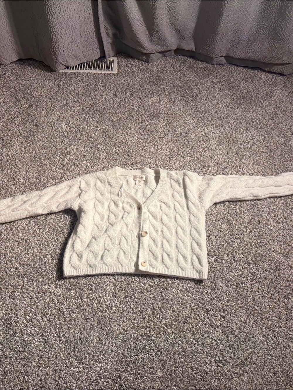 Jessica Simpson Cream Cable-Knit Button Cardigan